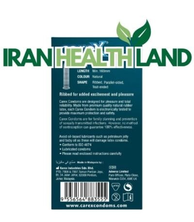 کاندوم CareX مدل Ribbed بسته ۱۲ عددی